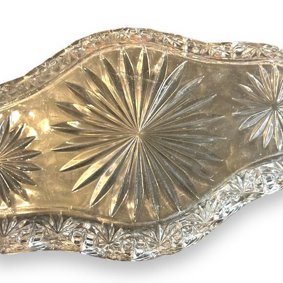 Antique Crystal Candy Celery Dish - Picture 3 of 4